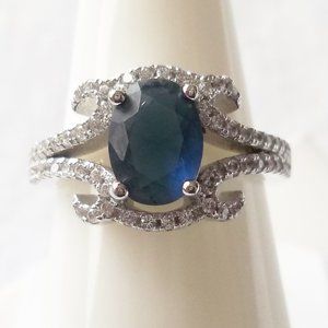 A sapphire gemstone engagement ring, size 6, 925 silver, promise ring.